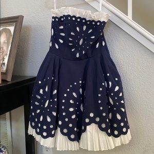 Betsey Johnson Navy eyelete dress size 0